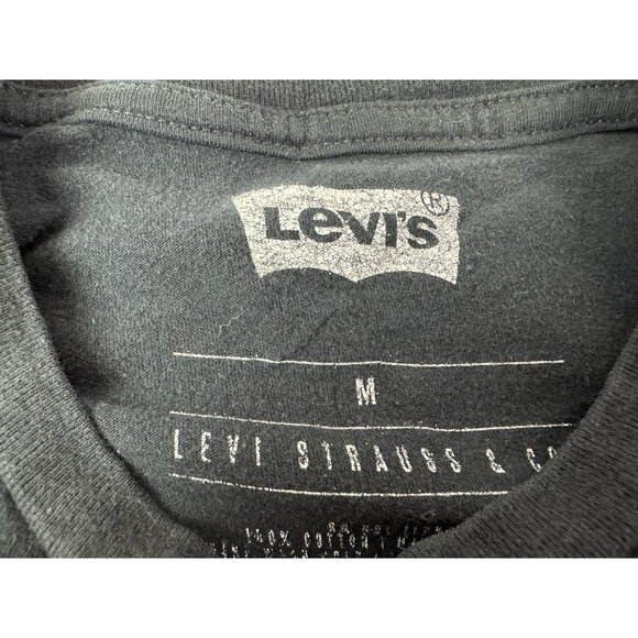 Levis Size M Mens T Shirt Black Short Sleeve Logo - Picture 3 of 4